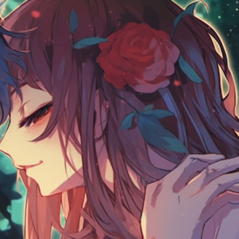 Two warriors, gazing at each other, adorned in decorative armor with dragon motifs, ready for battle. fantasy-themed cute couple matching pfp pfp for discord.