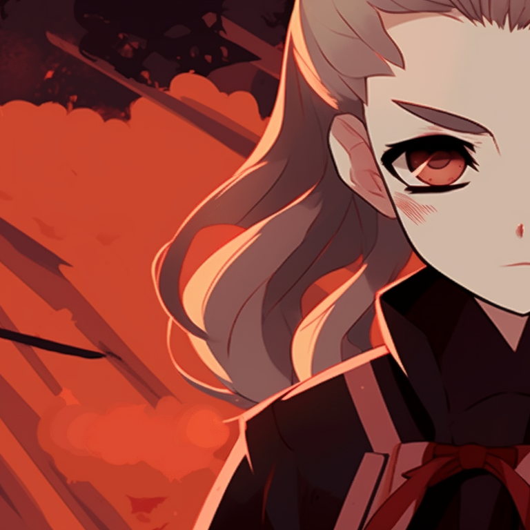 The two characters sporting exaggerated, humorous spooky poses, adorned in bright Halloween-themed outfits. matching profile pictures zenitsu and nezuko pfp for discord.