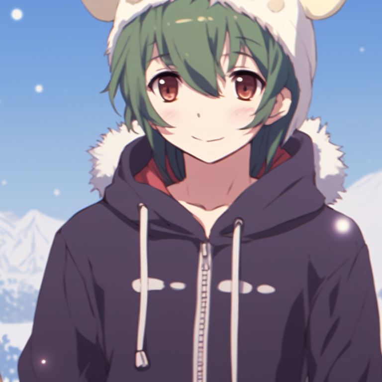 Two characters singing carols, warm colors and focus on character expressions. best matching christmas pfp gif pfp for discord.