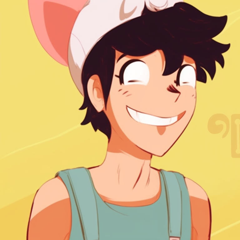 Two characters sharing a joke, graphical style with clear lines and bright colors. comical matching pfp specifically for couples pfp for discord.