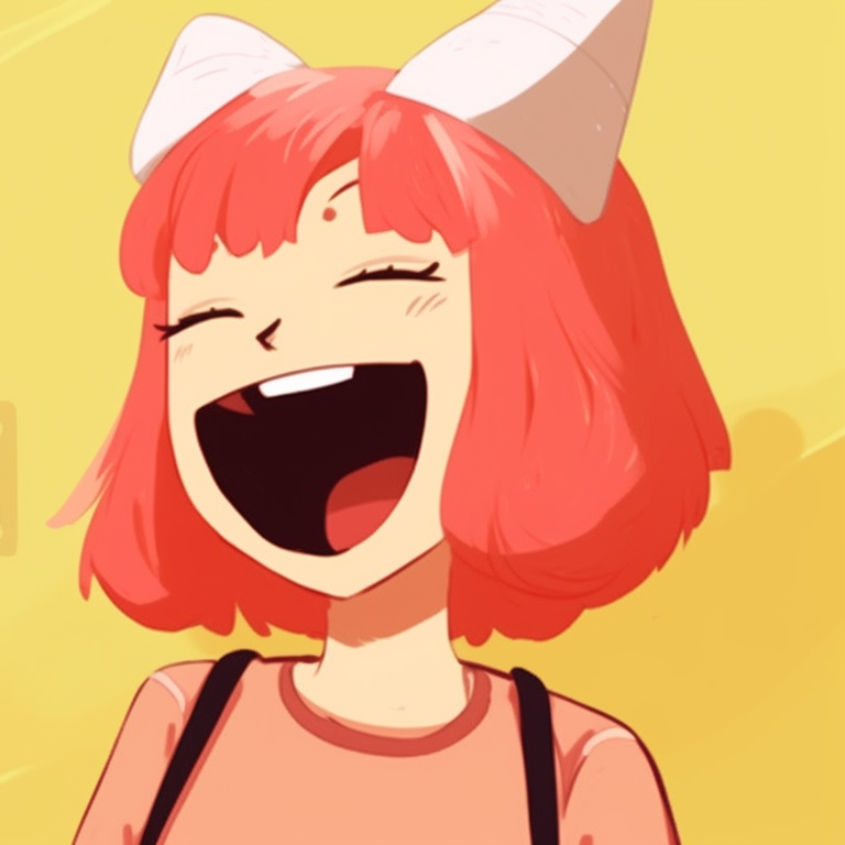 Two characters sharing a joke, graphical style with clear lines and bright colors. comical matching pfp specifically for couples pfp for discord.