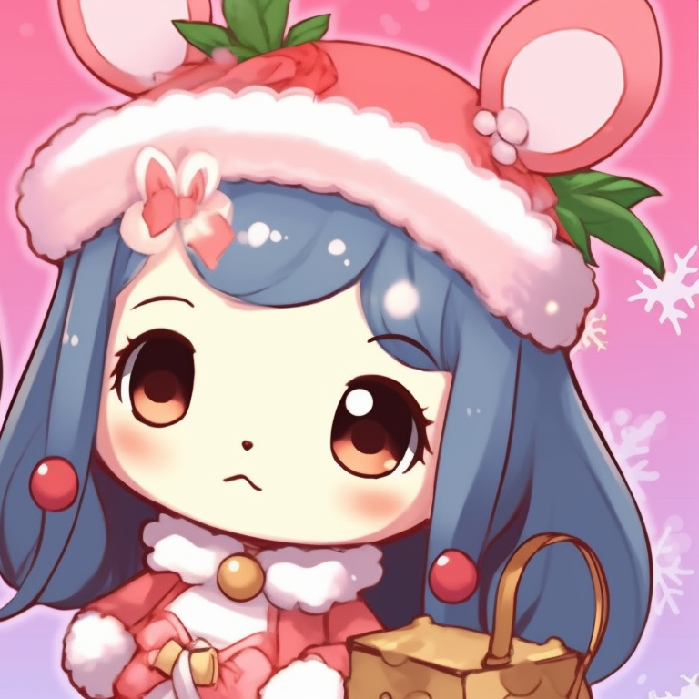 My Melody and Kuromi under glowing Christmas lights, soft hues and festive ambiance. my melody and kuromi matching christmas pfp pfp for discord.