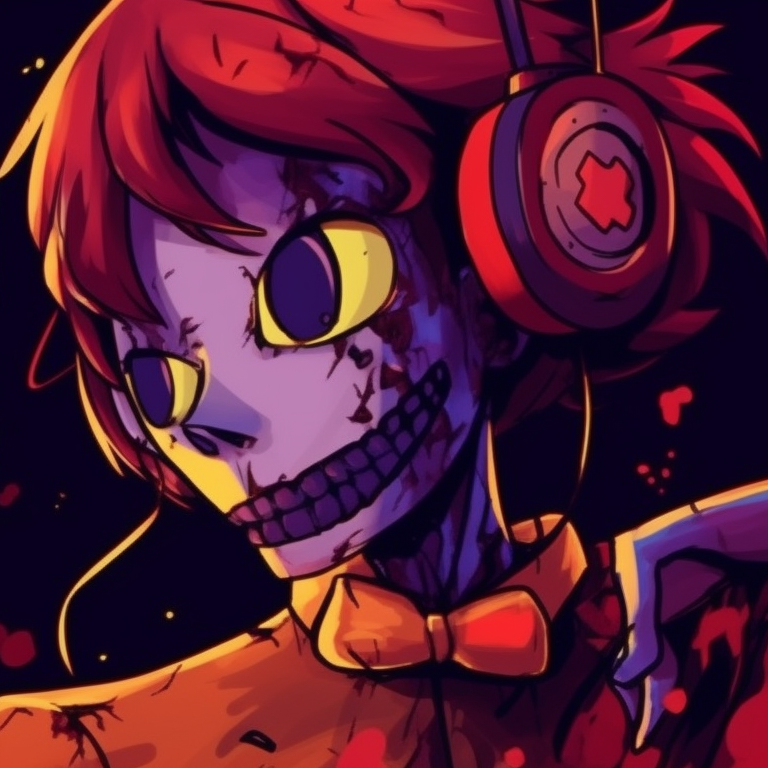 Two FNAF characters side by side, vivid coloring and strong line work, against a starry night backdrop. matching fnaf halloween profile images pfp for discord.