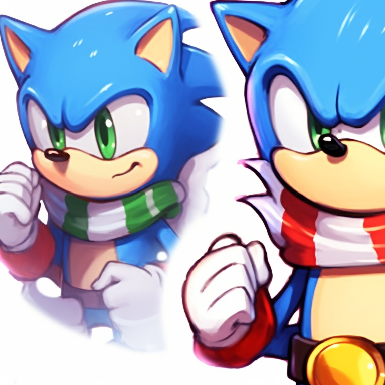 Close-up of Sonic and Knuckles, heavy lines, and bold shades boasting Christmas excitement. iconic matching christmas sonic pfp pfp for discord.
