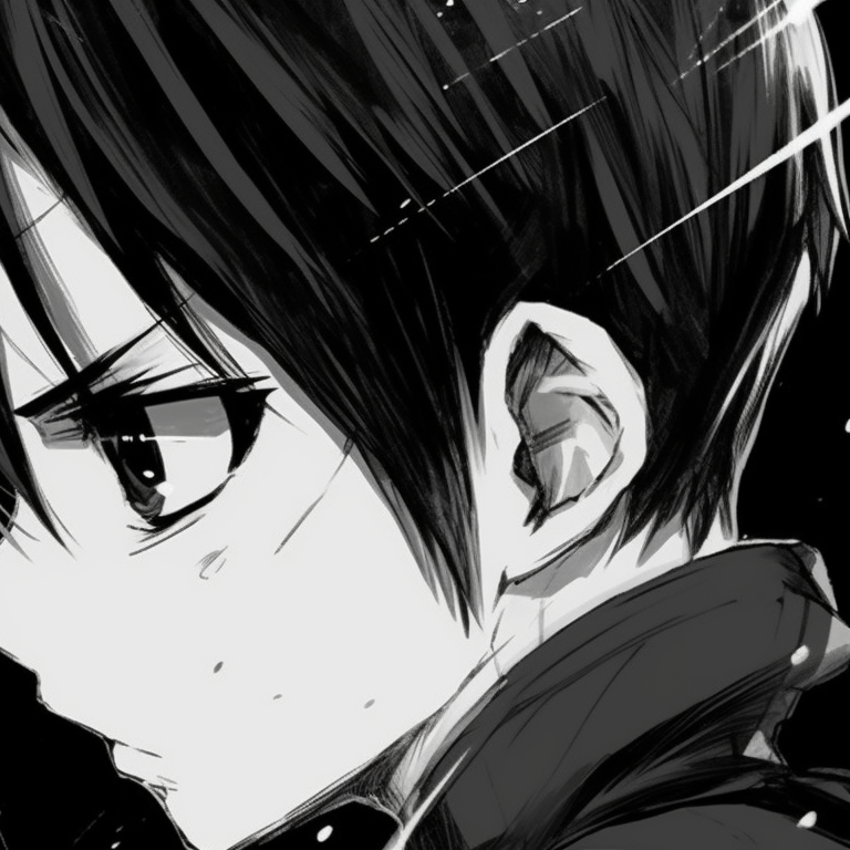 Two characters, stark black and white contrast, engaged in a battle stance. black and white matching pfp anime styles pfp for discord.