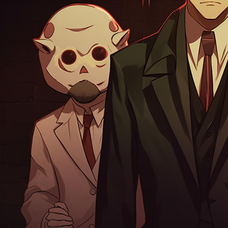 Characters wearing eerie Halloween masks, muted color palette with deep shadows. explore spy x family halloween themed matching pfp pfp for discord.