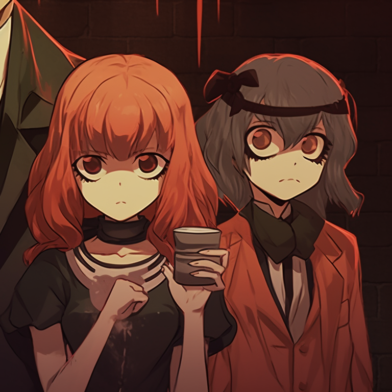 Characters wearing eerie Halloween masks, muted color palette with deep shadows. explore spy x family halloween themed matching pfp pfp for discord.