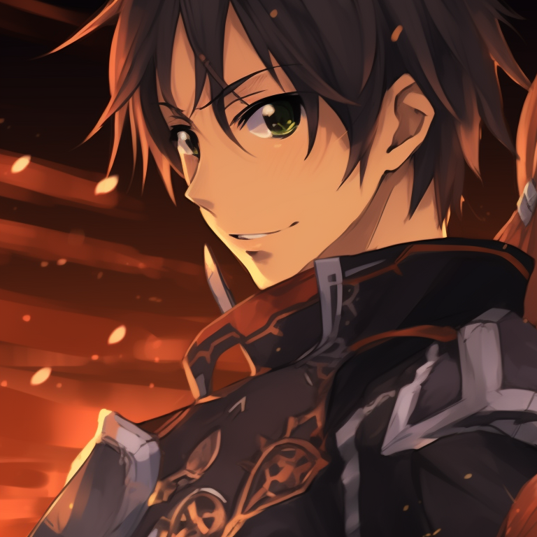 Kirito and Asuna against a puzzle-like backdrop, subtle colors and complex design. kirito and asuna matching halloween pfp pfp for discord.