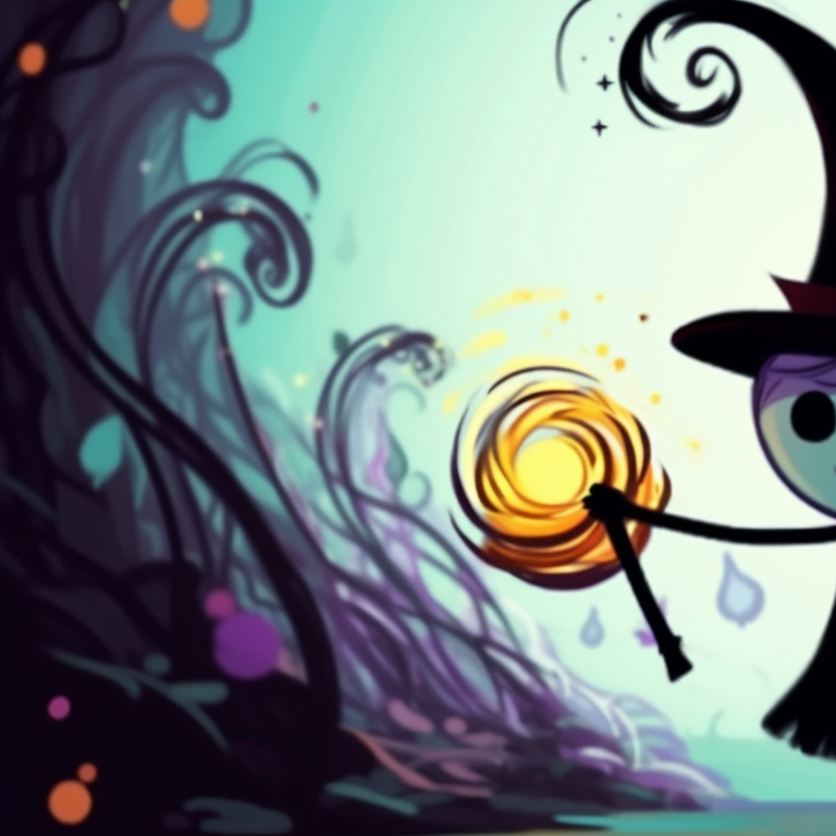 Stickman characters with black cat silhouettes, misty backdrop, mischievous expressions. stickman pfp with halloween backdrop pfp for discord.