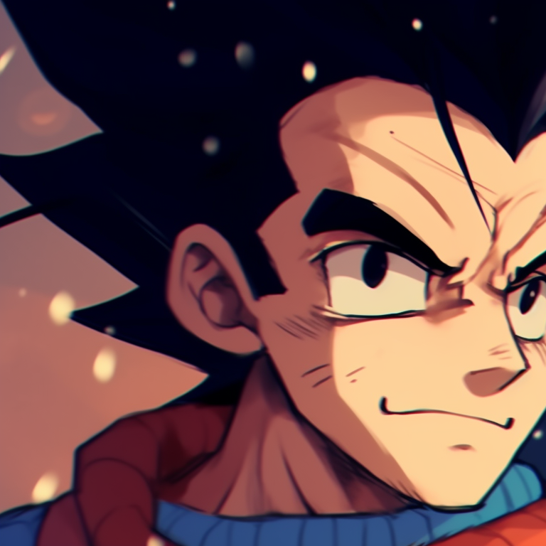 Bulma and Vegeta in cozy holiday outfits, warm tones and radiant illumination. christmas dragonball lovers bulma and vegeta matching pfp pfp for discord.