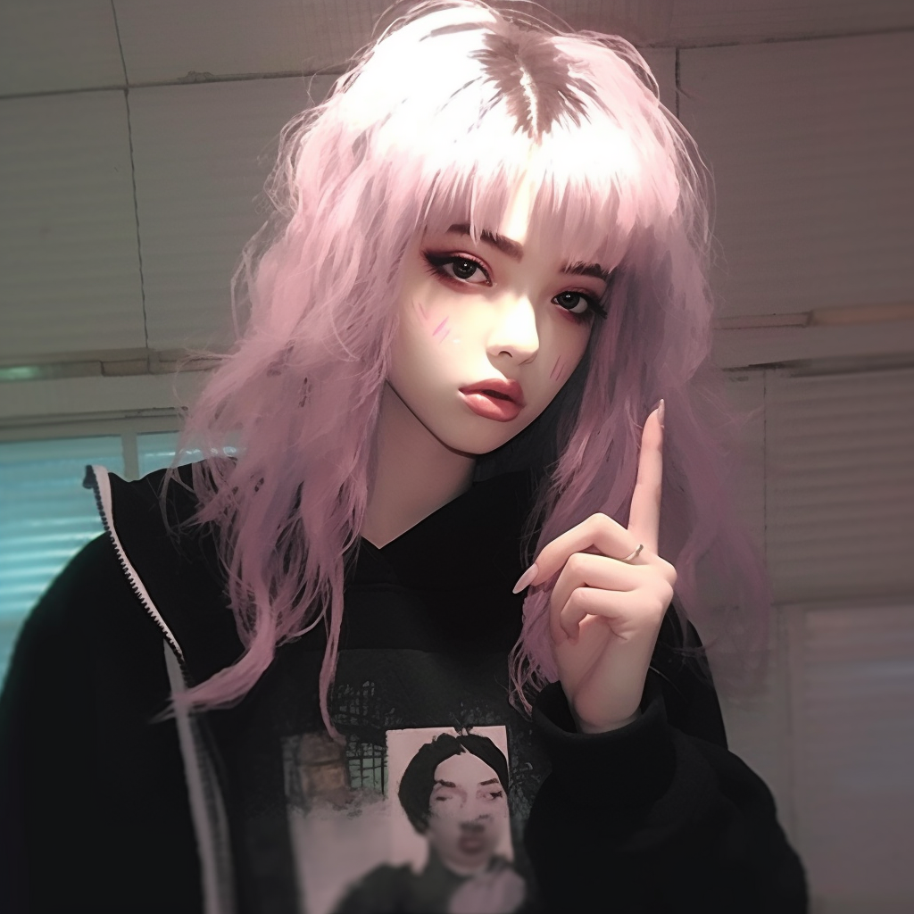 Anime girl in a hat, dark grunge aesthetic with strong, heavy lines. girly grunge aesthetic pfp pfp for discord.