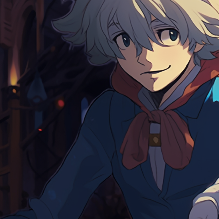 Howl and Sophie under a moonlit sky, warm colors with Halloween elements subtly incorporated, creating a romantic mood. unseen howl's moving castle halloween themed matching pfp pfp for discord.