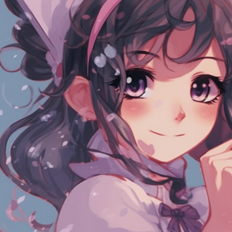 Two characters, complementary colors in outfit and hair, light sparkles and serene expressions. matching pfp for besties aesthetic pfp for discord.