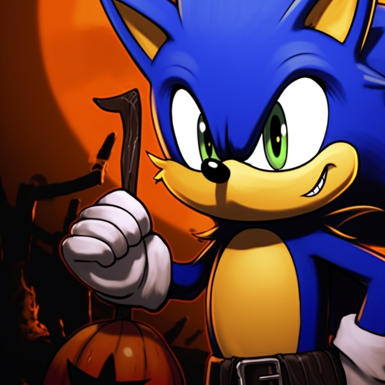 Characters seated near a pumpkin, playfulness highlighted by lively colors and bubbly style. sonic and tails halloween theme pfp ideas pfp for discord.