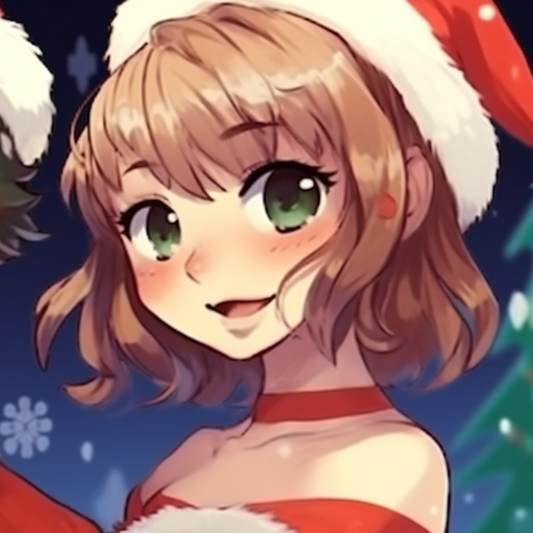 Characters ice skating, capturing sparkling lights and festive ambiance. preppy matching christmas pfp ideas pfp for discord.