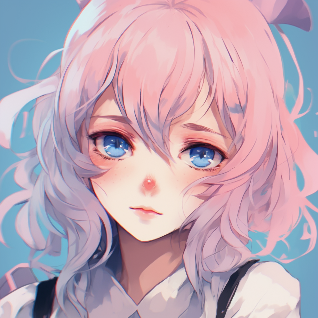 An anime girl with soft pastel hair, dreamy eyes and gentle colors. anime aesthetic pfp for girls