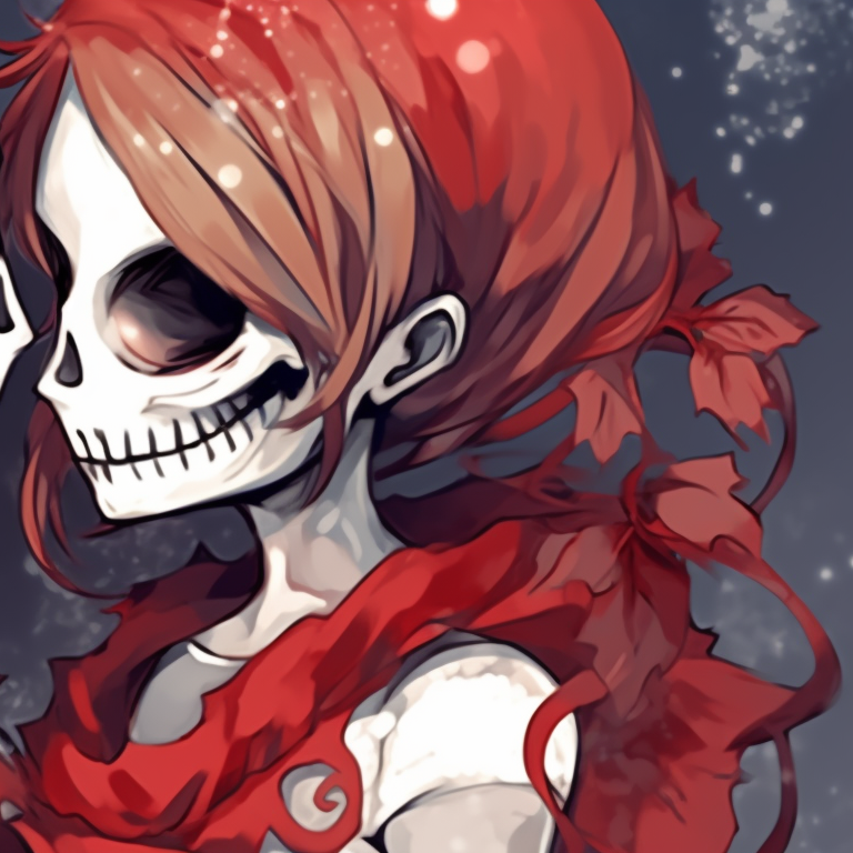 Two skeleton characters in Santa outfits, using a soft color palette and watercolor style, embracing. santa skeletons - matching christmas pfp, kissing style pfp for discord.