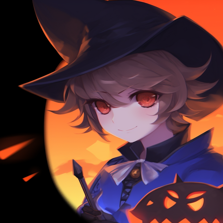Two characters in a haunted setting, shading in dark and mysterious tones, one character holding a magical staff, the other wielding a sword. genshin impact matching halloween profile pics pfp for discord.