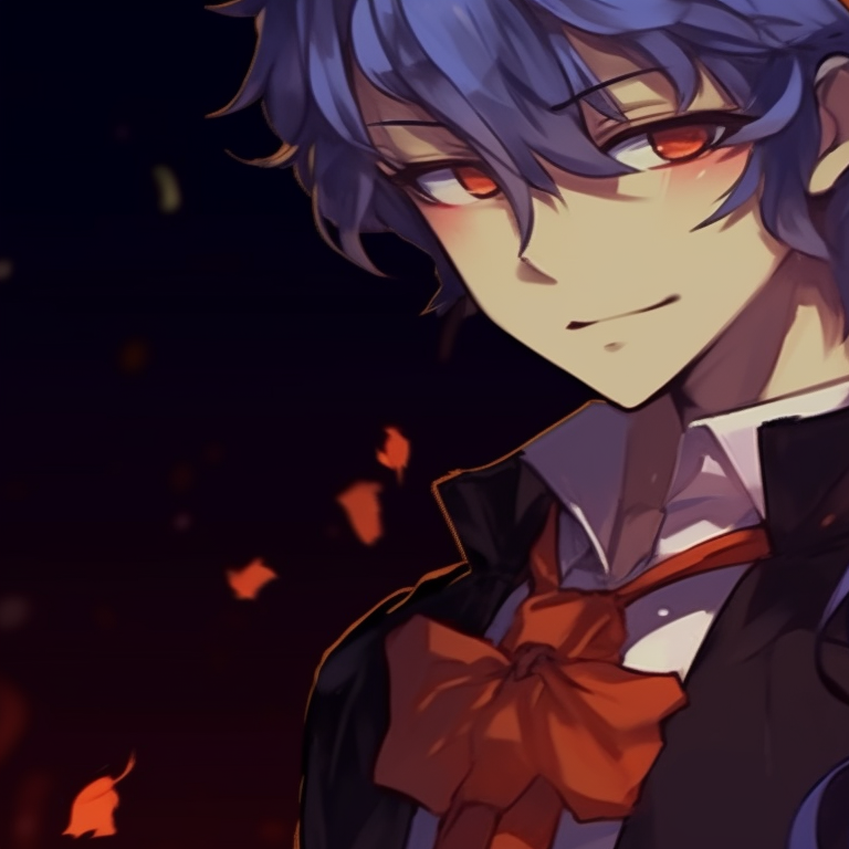 Two characters, Halloween-themed costumes, vibrant colors, standing shoulder-to-shoulder. best matching anime couple pfp halloween theme images pfp for discord.