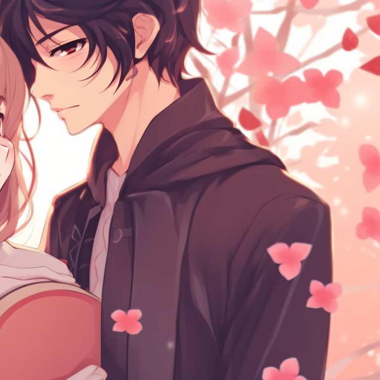 Two characters gazing into each other’s eyes, featured in stark lines and a star-lit background. couple match pfp in art style pfp for discord.