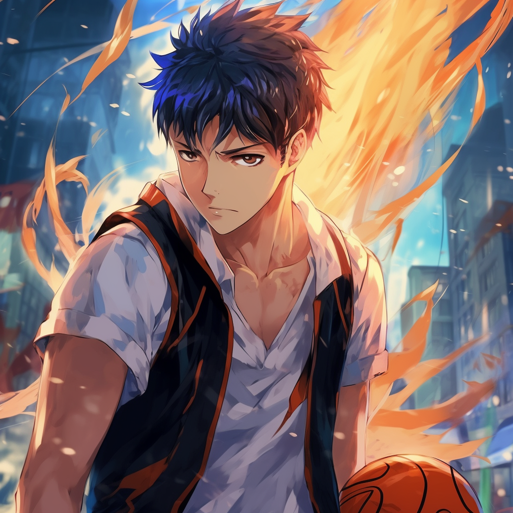 Sakuragi with an intense expression, heavy shading and bold colors. cool pfp anime scenarios pfp for discord.