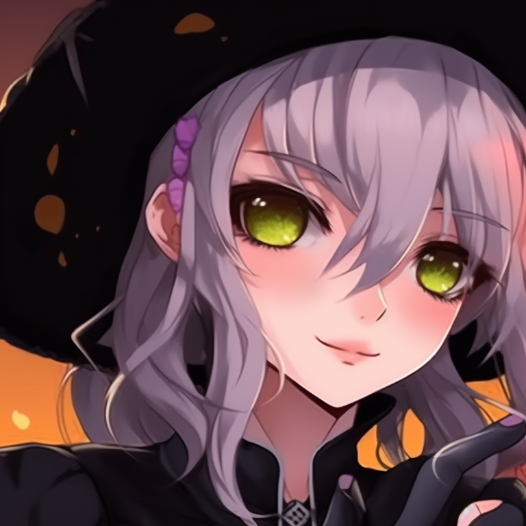 A close-up of Mitsuri and Obanai in playful Halloween masks, detailed line art. selection of mitsuri and obanai halloween match pfps pfp for discord.