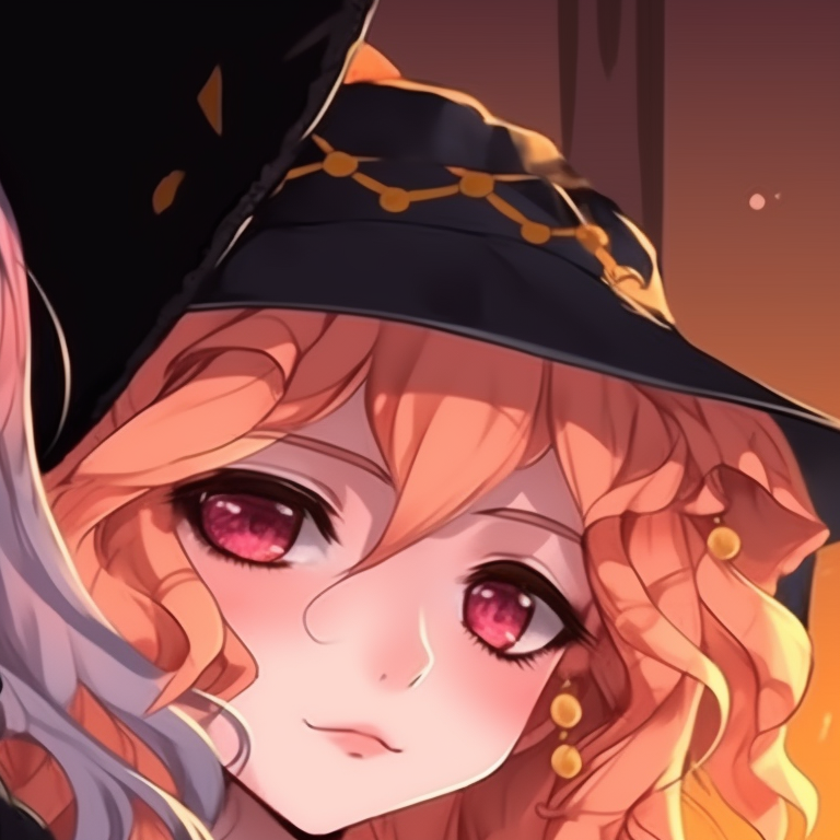 A close-up of Mitsuri and Obanai in playful Halloween masks, detailed line art. selection of mitsuri and obanai halloween match pfps pfp for discord.