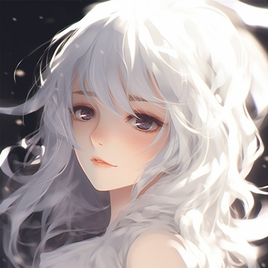 Profile of an astounding white-haired anime girl, intricate details with an artful contrast of light and shadow. white hair anime pfp girl
