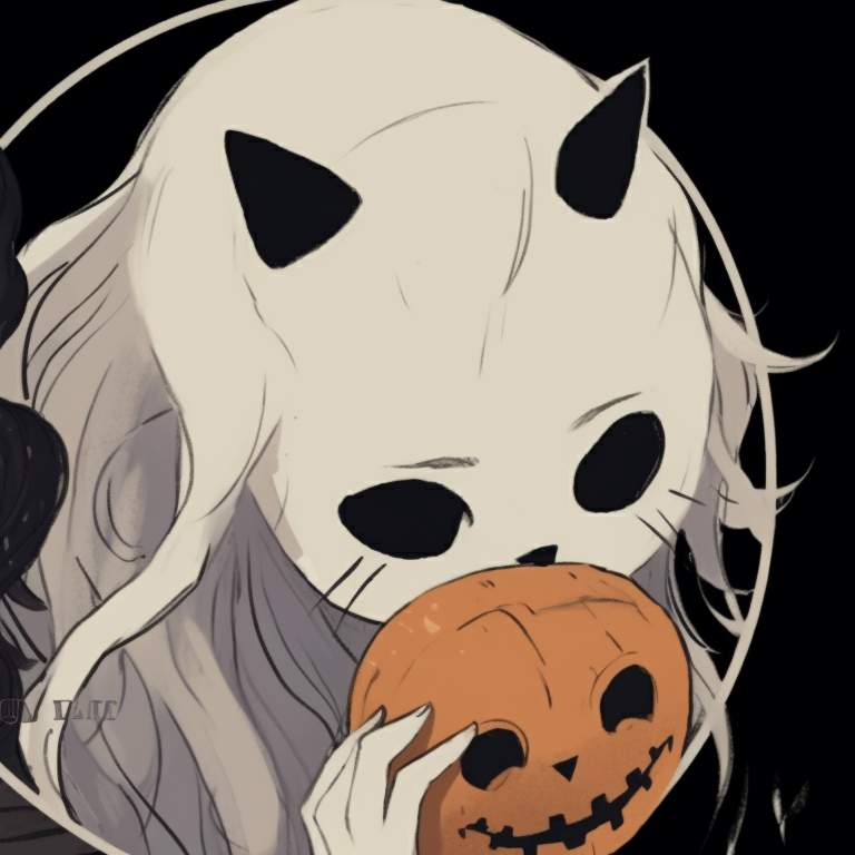 Two characters under a night sky, detailed scenery invoking a chilling aura. goth pfp in a halloween-themed matching style pfp for discord.