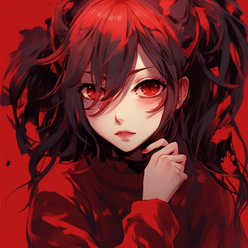 Animated redhead anime character under soft lighting, attention to facial expression and aesthetic composition. red anime girl pfp gif collection