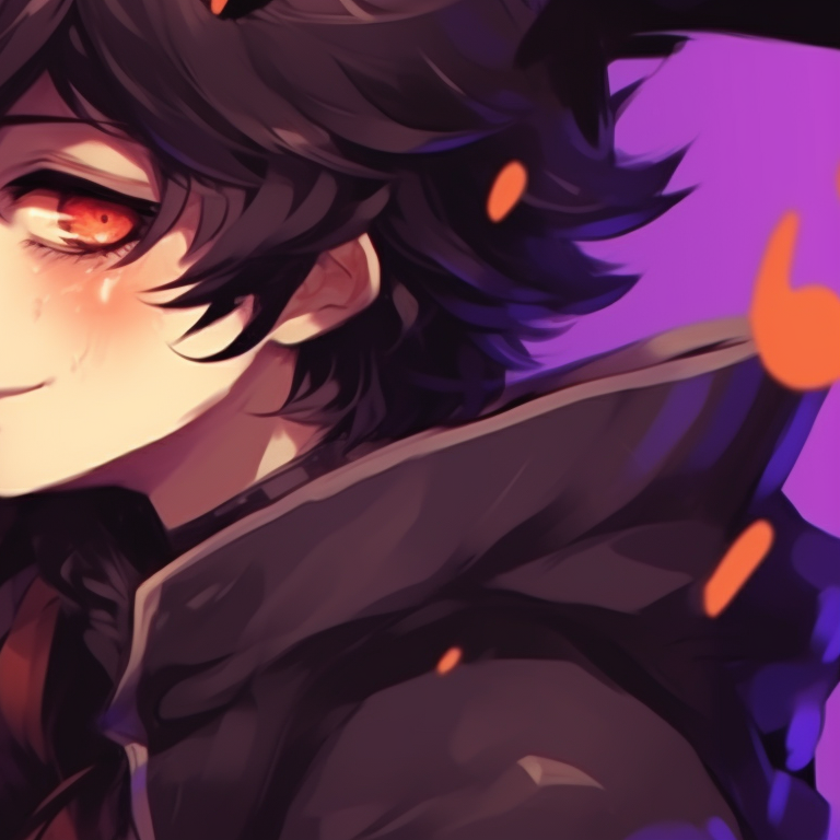 Two characters, contrasting auras, spectral hues and intense expressions, hands touching. dark matching pfp halloween theme couples pfp for discord.