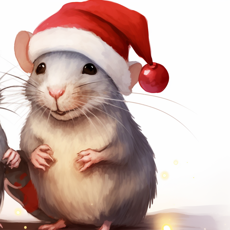 Two rat characters, Christmas hats, playful expressions. festive rodent matching christmas rat pfp pfp for discord.