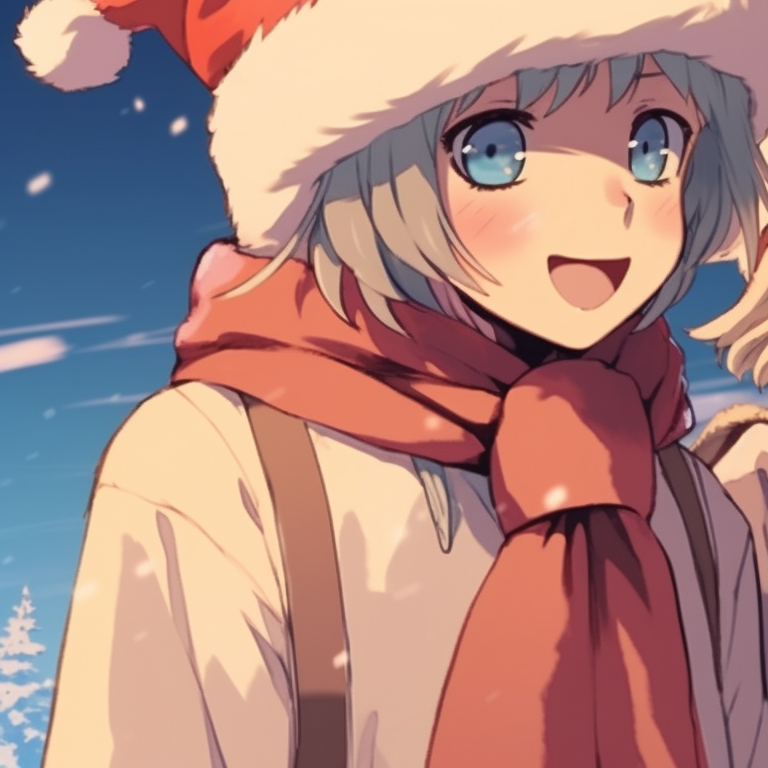 Two characters ice skating, dynamic poses and active lines, cool blues and whites against a twilight backdrop. vintage matching discord pfp christmas pfp for discord.