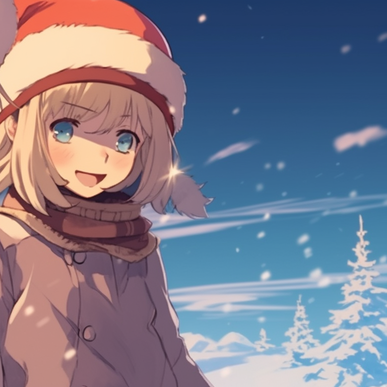 Two characters ice skating, dynamic poses and active lines, cool blues and whites against a twilight backdrop. vintage matching discord pfp christmas pfp for discord.