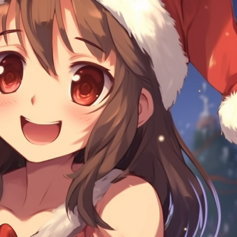 Two characters, dressed in green and red holiday outfits, exchanging presents, with a warm, glowing backdrop. eye-catching matching christmas pfp for discord pfp for discord.