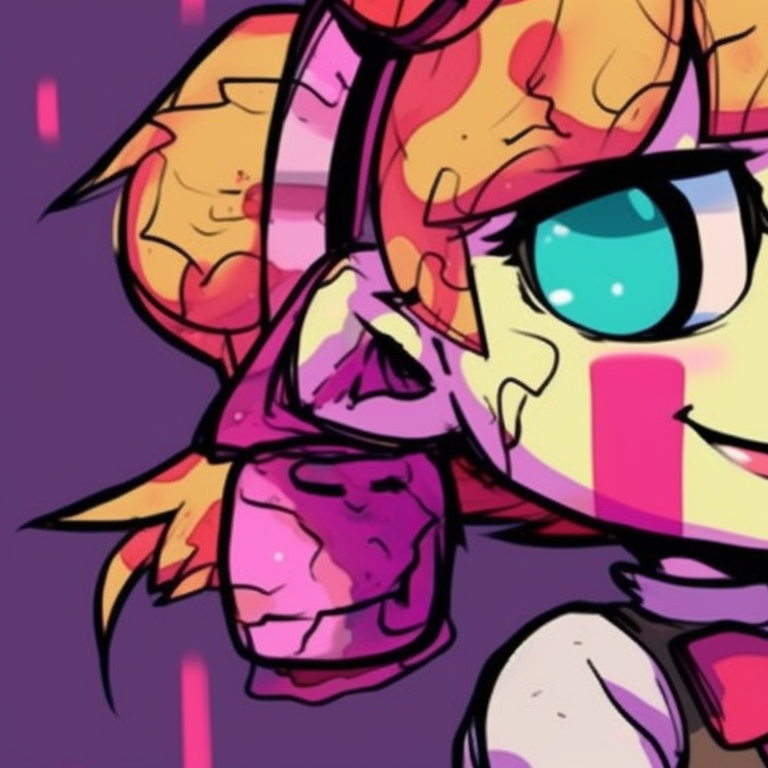 Two FNAF characters, hand in hand, bold linework with bright hues. cute matching fnaf pfp pfp for discord.