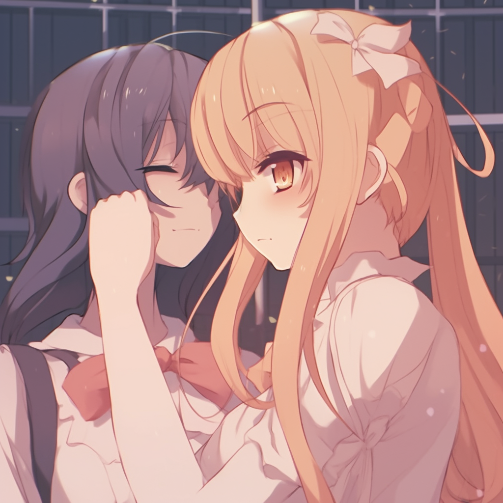 Sailor Moon and Sailor Venus sharing a laugh, vibrant colors and detailed expressions. anime best-friend matching pfp