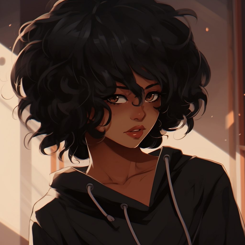 A manga-style black anime character, highly detailed with a black and white color palette and meticulous linework. black anime pfp stylesHD, free download