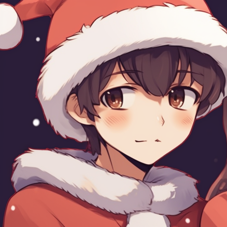 Two characters with nostalgic Christmas attire, high saturation and rough but detailed linework. matching cute christmas pfp aesthetic themes pfp for discord.
