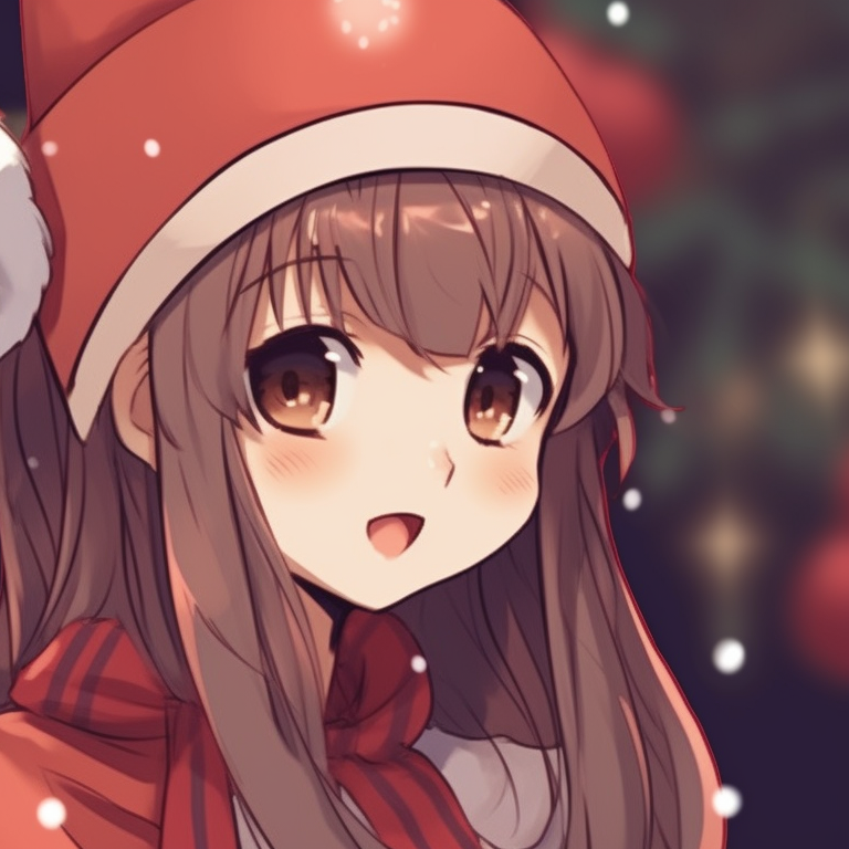 Two characters with nostalgic Christmas attire, high saturation and rough but detailed linework. matching cute christmas pfp aesthetic themes pfp for discord.