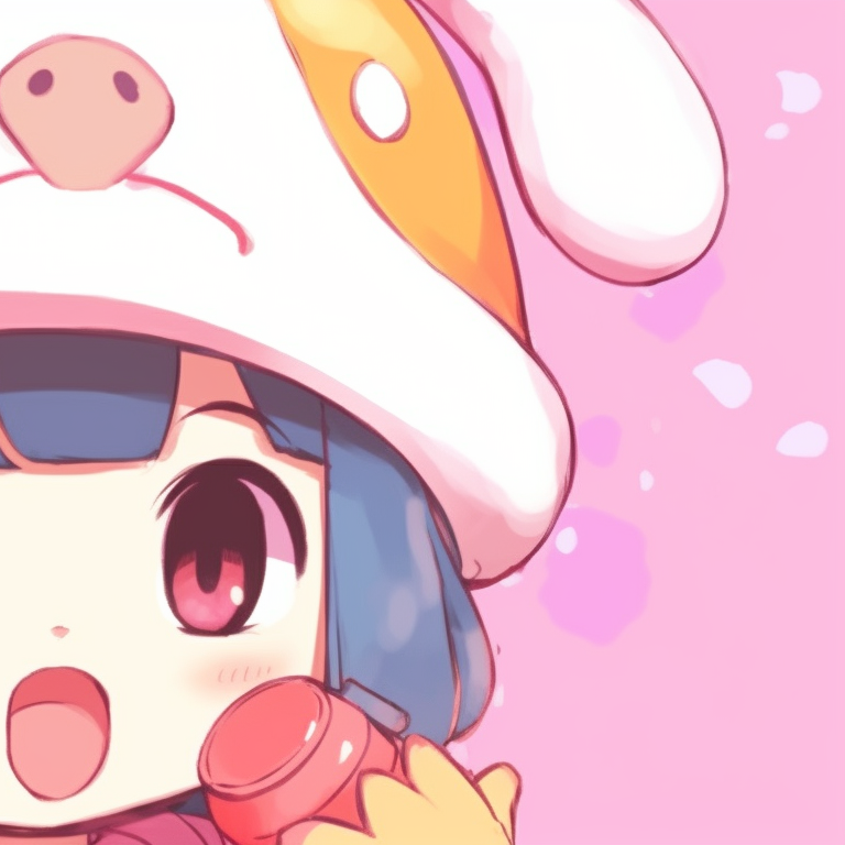 Two characters donning matching hats, cute poses and cheerful expressions, bright colors. classic matching sanrio pfp pfp for discord.