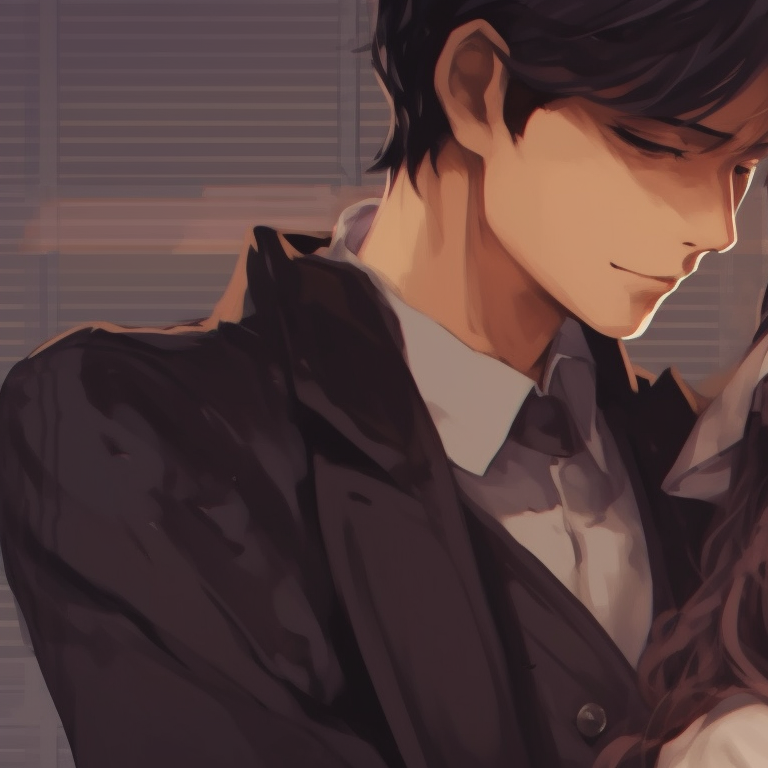 Two characters in a sepia-tone setting, fine detailing and dramatic expressions. vintage couple match pfp pfp for discord.