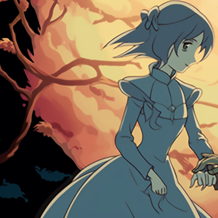 Howl and Sophie under a star-studded Halloween night, rich colors and mystic vibe. howl's castle halloween themed pfp collections pfp for discord.