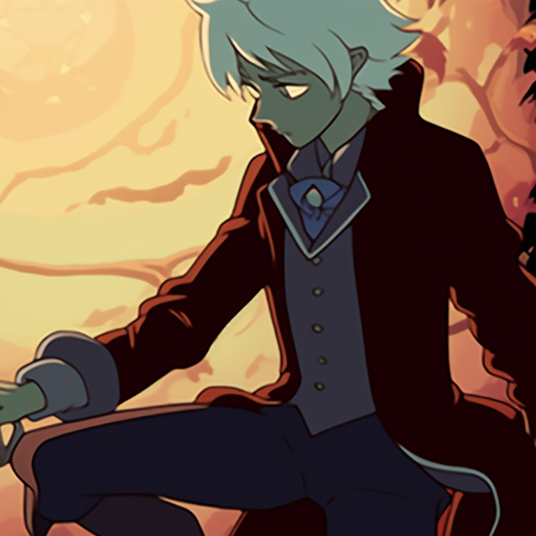 Howl and Sophie under a star-studded Halloween night, rich colors and mystic vibe. howl's castle halloween themed pfp collections pfp for discord.