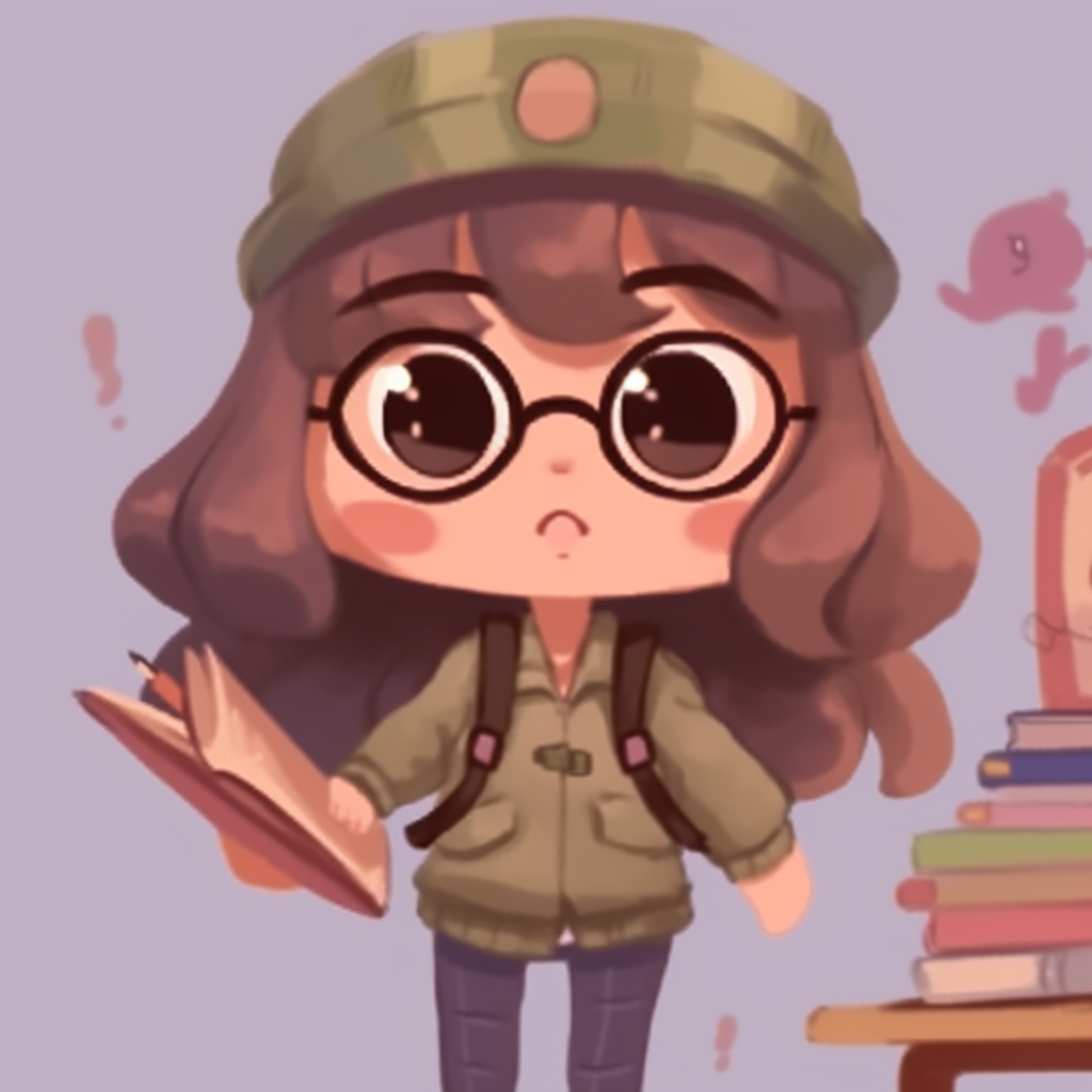 A cute chibi student in pastel hues, simplistic aesthetic. aesthetic pfp for school pfp for discord.