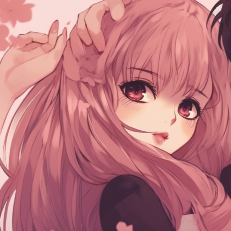 Two characters, calm expressions, soft colors with a peaceful, blue background. endearing matching couple pfp pfp for discord.