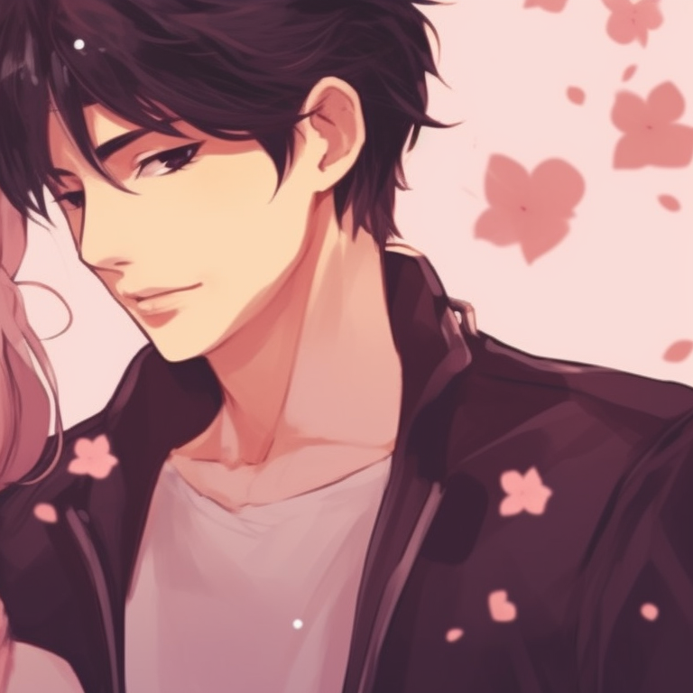 Two characters, calm expressions, soft colors with a peaceful, blue background. endearing matching couple pfp pfp for discord.