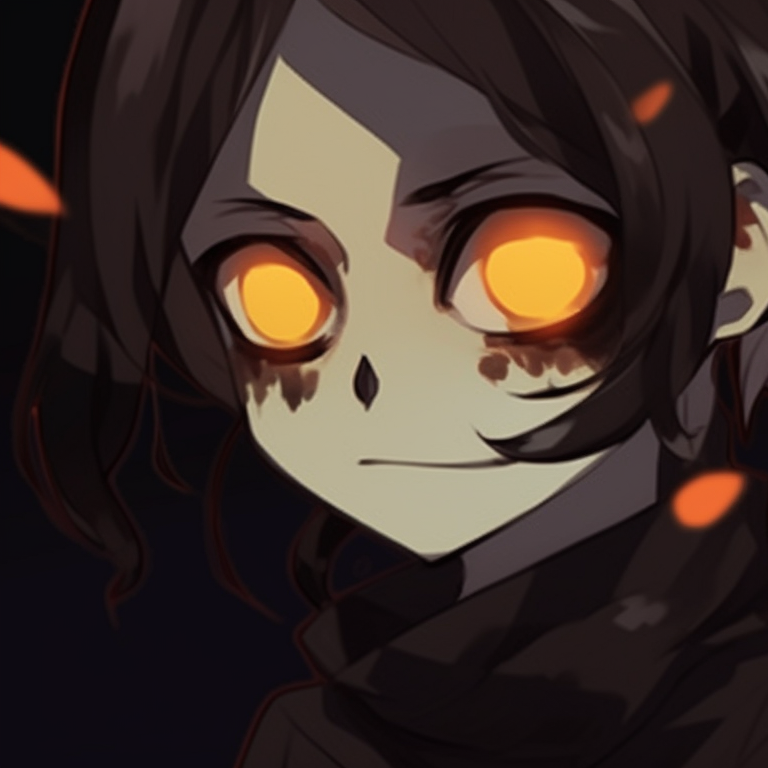 Two characters, dreamlike (or nightmarish) surroundings, stark contrasts and unsettling details. creepy halloween pfp matching pfp for discord.