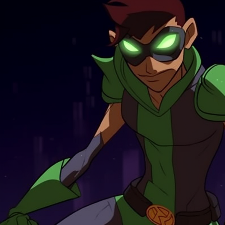 Robin and Starfire in a passionate embrace, fiery colors, and detailed illustrations. teen titans robin and starfire matching pfp pfp for discord.