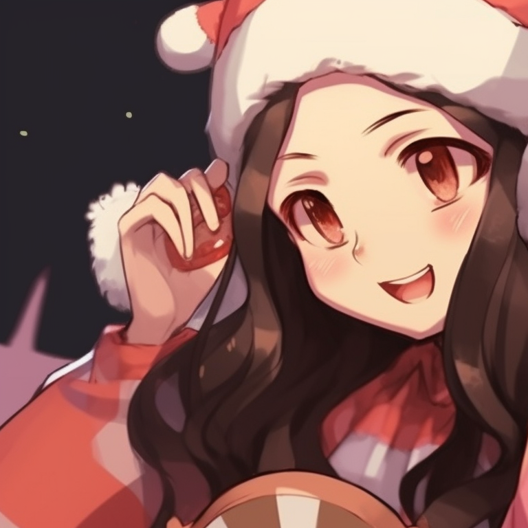 Shinobu and Nezuko in laid-back poses, pastel colors and Christmas hats. demon slayer christmas pfp ideas pfp for discord.